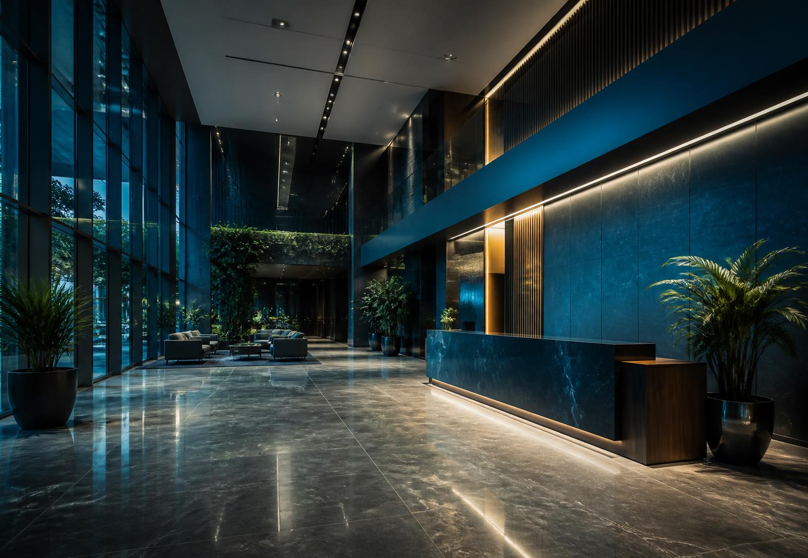 Recepção de edifício corporativo